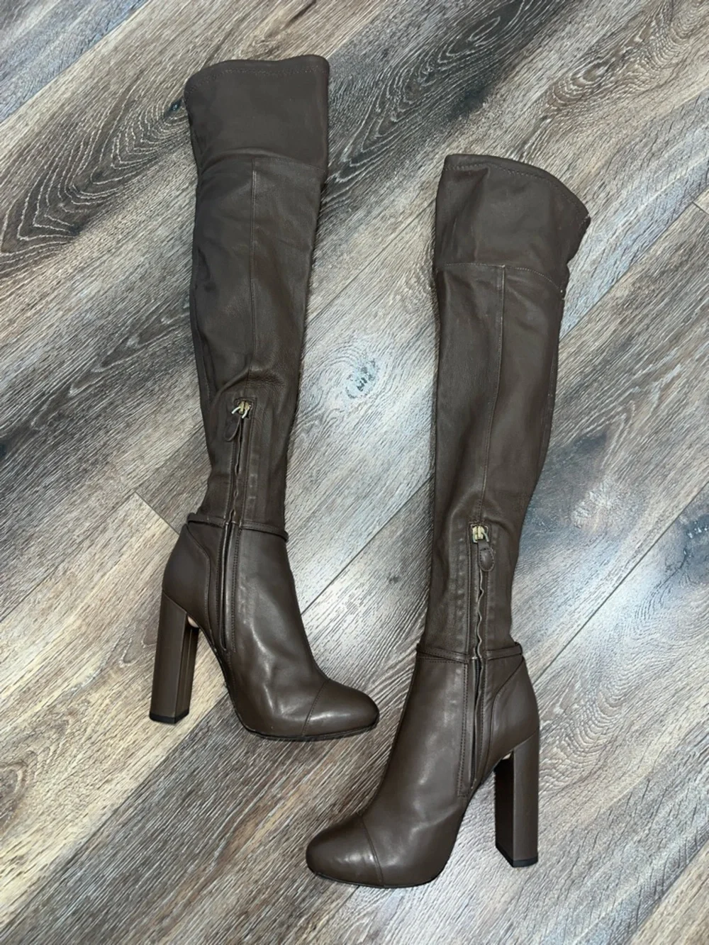 MASSIMO DUTTI OTK Stretch Leather High Heel Boots In Brown 🤎